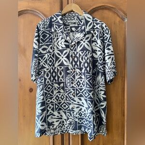Batik Bay Shirt Men XL  Tile Pineapple Floral 100% Silk Hawaiian Tropical